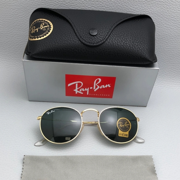 LIKE NEW RayBan Round Metal RB3447 G15 Green Lenses Ray ban Sunglasses - Picture 7 of 12